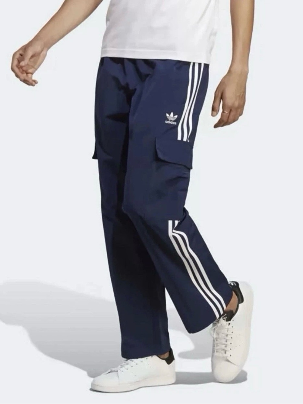 adidas Original 3S Cargo Pants Navy Blue White 3-Stripes
